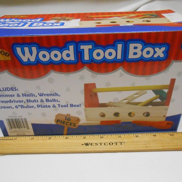Real Wood Toys Toys New Kids Real Wood Tool Box Kit 6 Pieces
